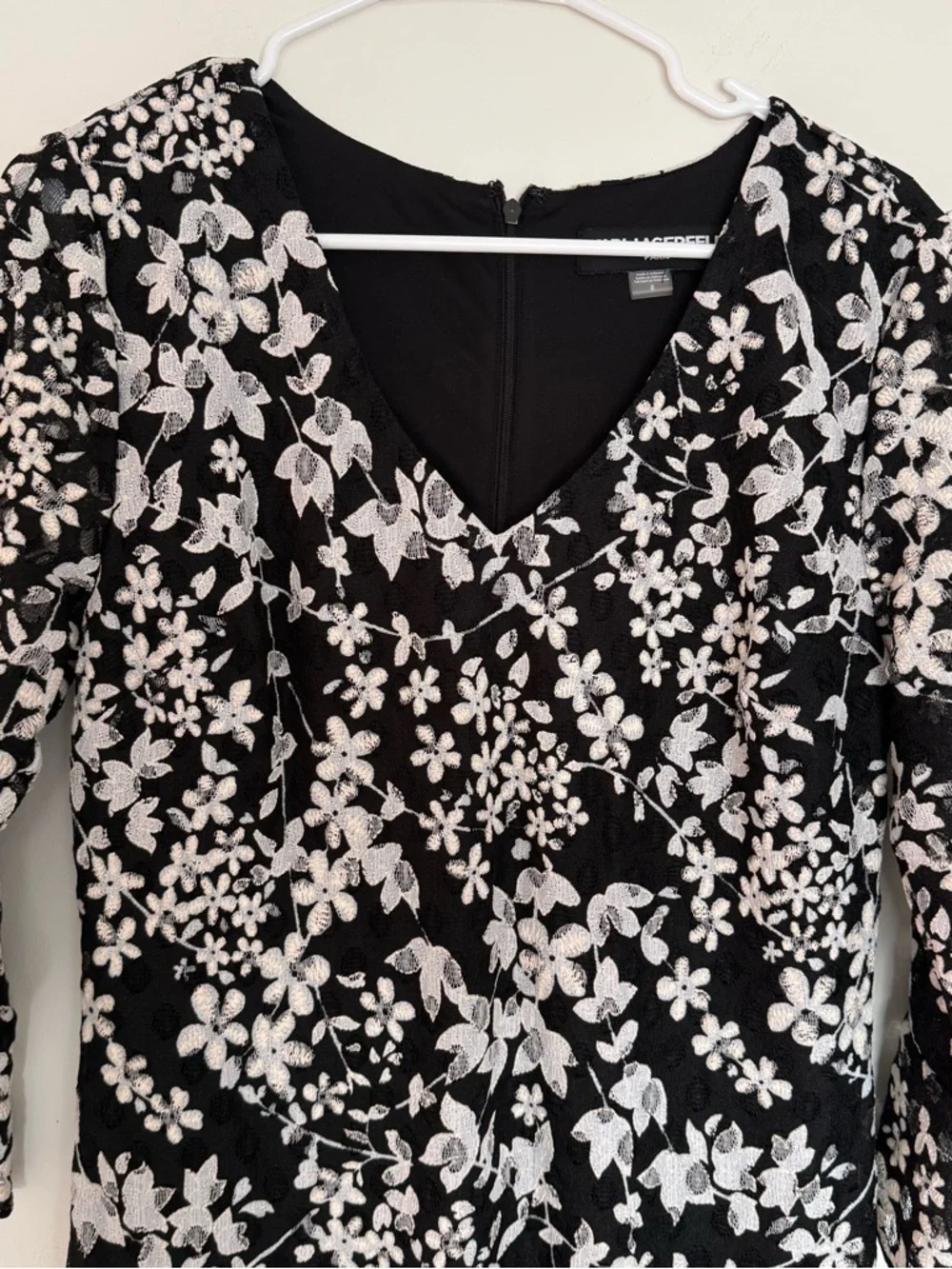 Karl Lagerfeld Paris Black and White Floral Lace Dress